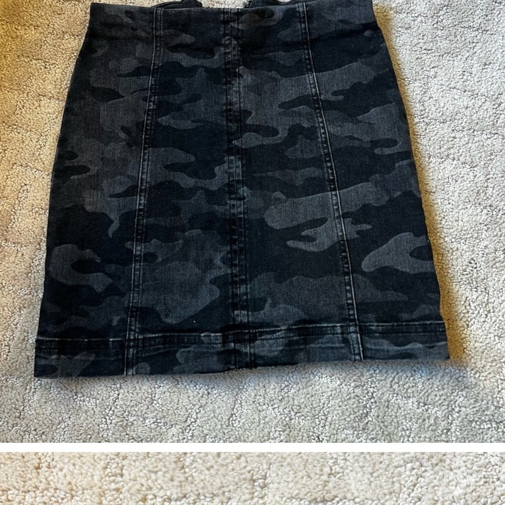 Free People Black Camo Mini Skirt